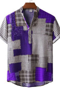 Men's Plus Size Color Block Short Sleeve Shirt