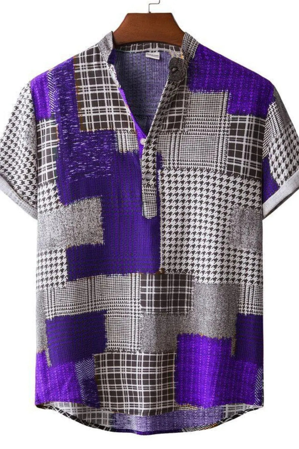 Men's Plus Size Color Block Short Sleeve Shirt