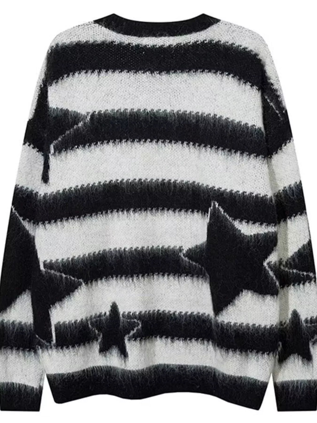Men's Star Pattern Striped Knit Sweater