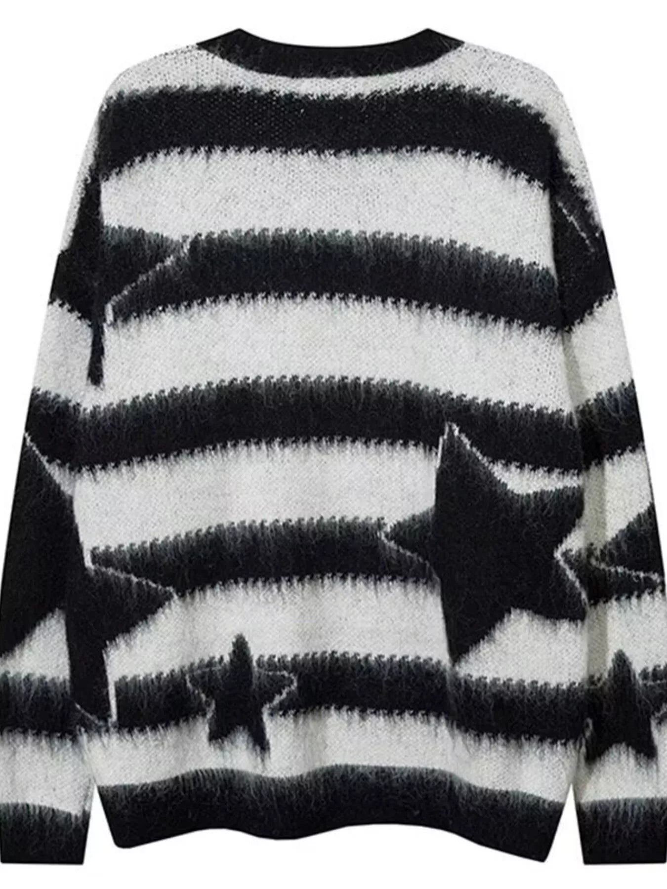 Men's Star Pattern Striped Knit Sweater