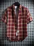 Men's Plus Size Casual Plaid Short Sleeve Shirt