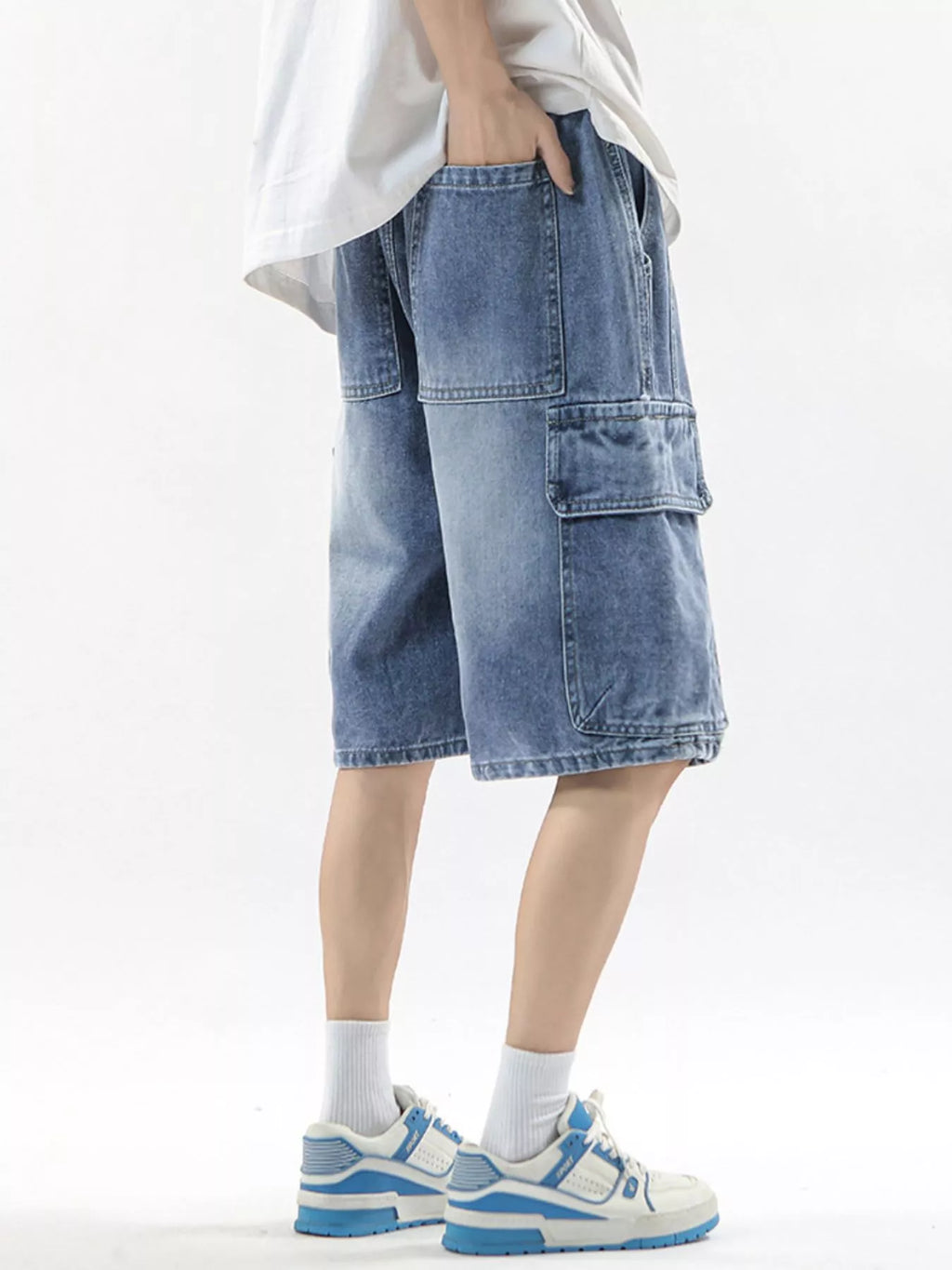 Men's Full Size Wash Drawstring Cargo Shorts Plus Size