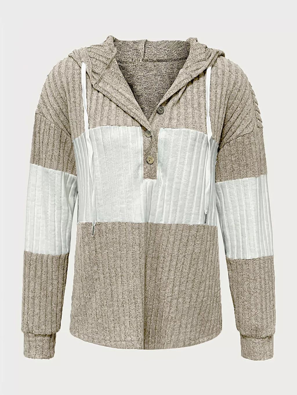 Color Block Drawstring Long Sleeve Hoodie