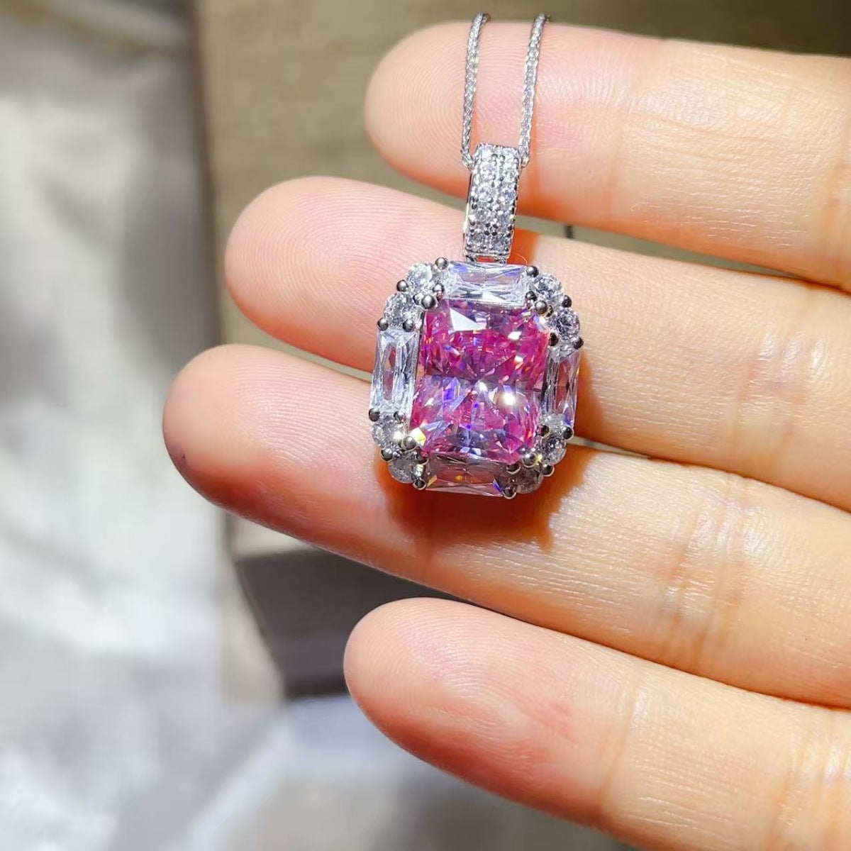 5 Carat Moissanite 925 Sterling Silver Pendant Necklace