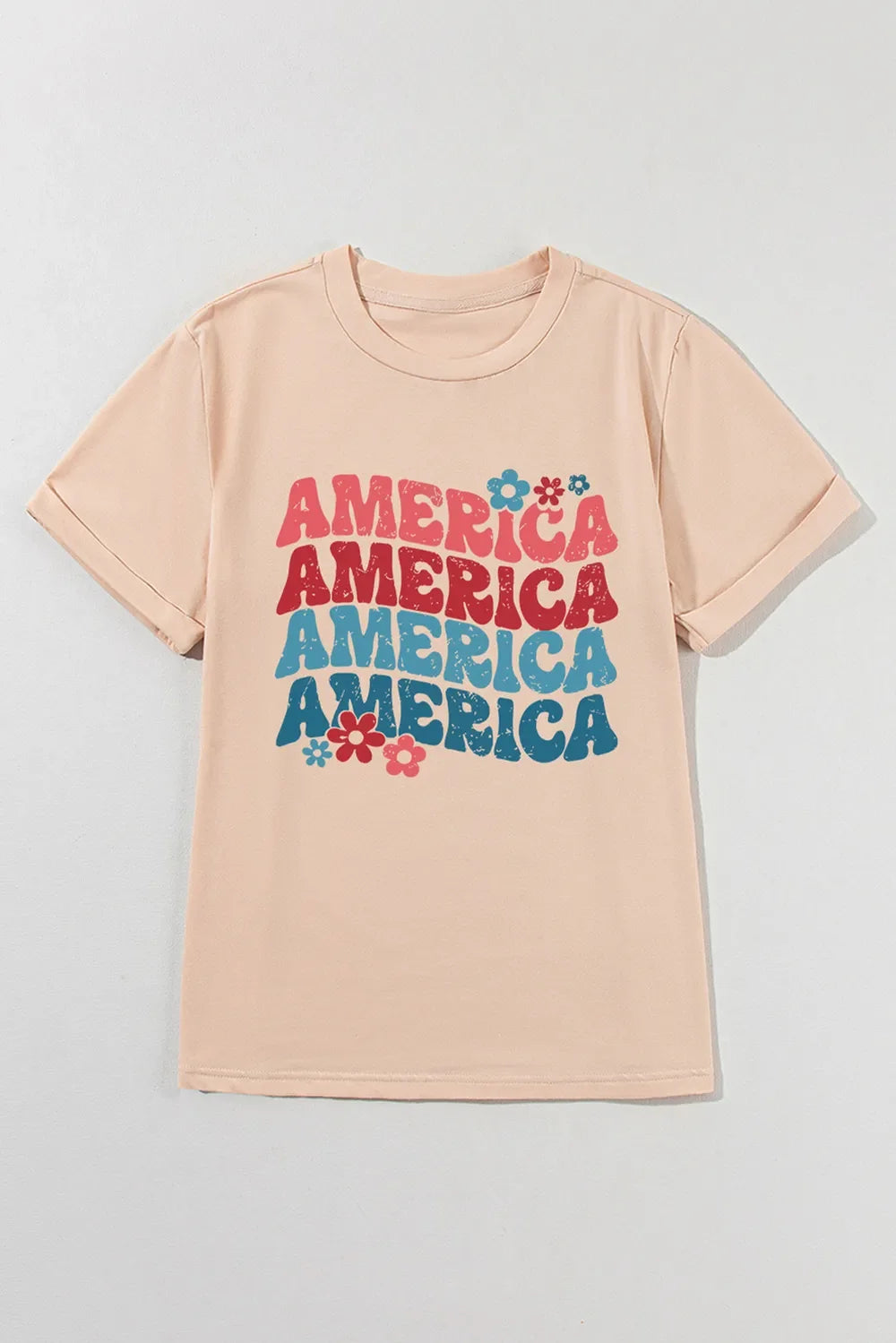 AMERICA Round Neck Short Sleeve T-Shirt