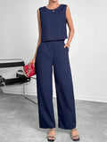 Round Neck Top and Pants Set