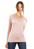 EGI Exclusive Collections Women's Modal Cashmere Blend Long Sleeves Scoop Neck Top. Proudly Made in Italy (5229)