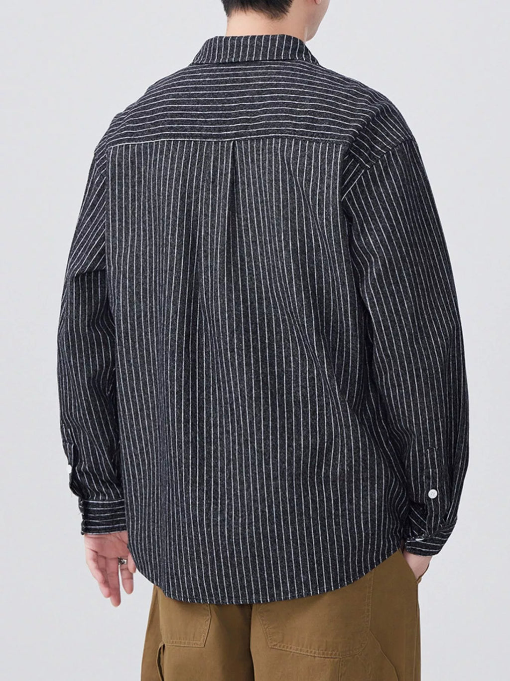 Men's Plus Size Striped Button Up Long Sleeve Shirt