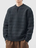 Men's Plus Size Button Detail Long Sleeve Sweater