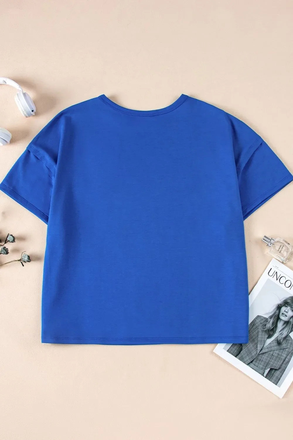 Patched Pocket Exposed Seam Oversize T-shirt
