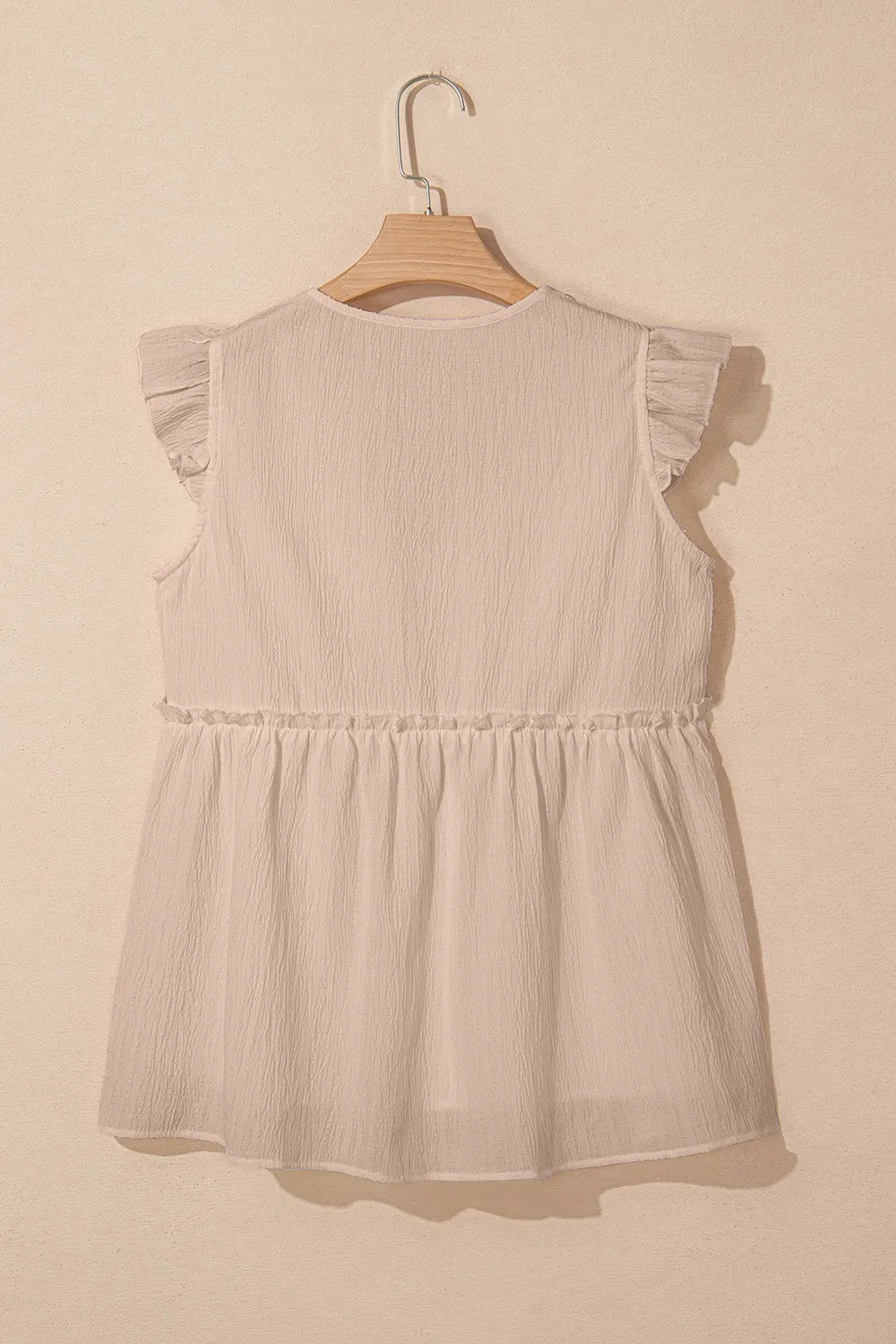 Ruffled Trim V Neck Flutter Flowy Top