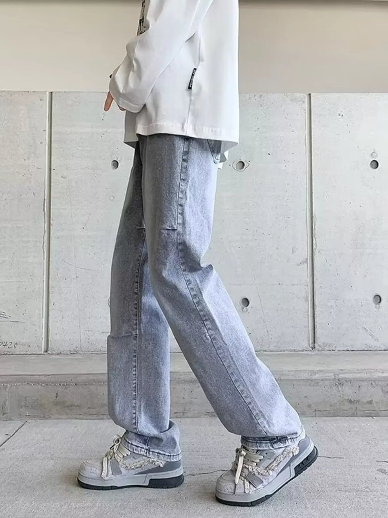 Men's Plus Size Vintage Wash Wide Leg Jeans