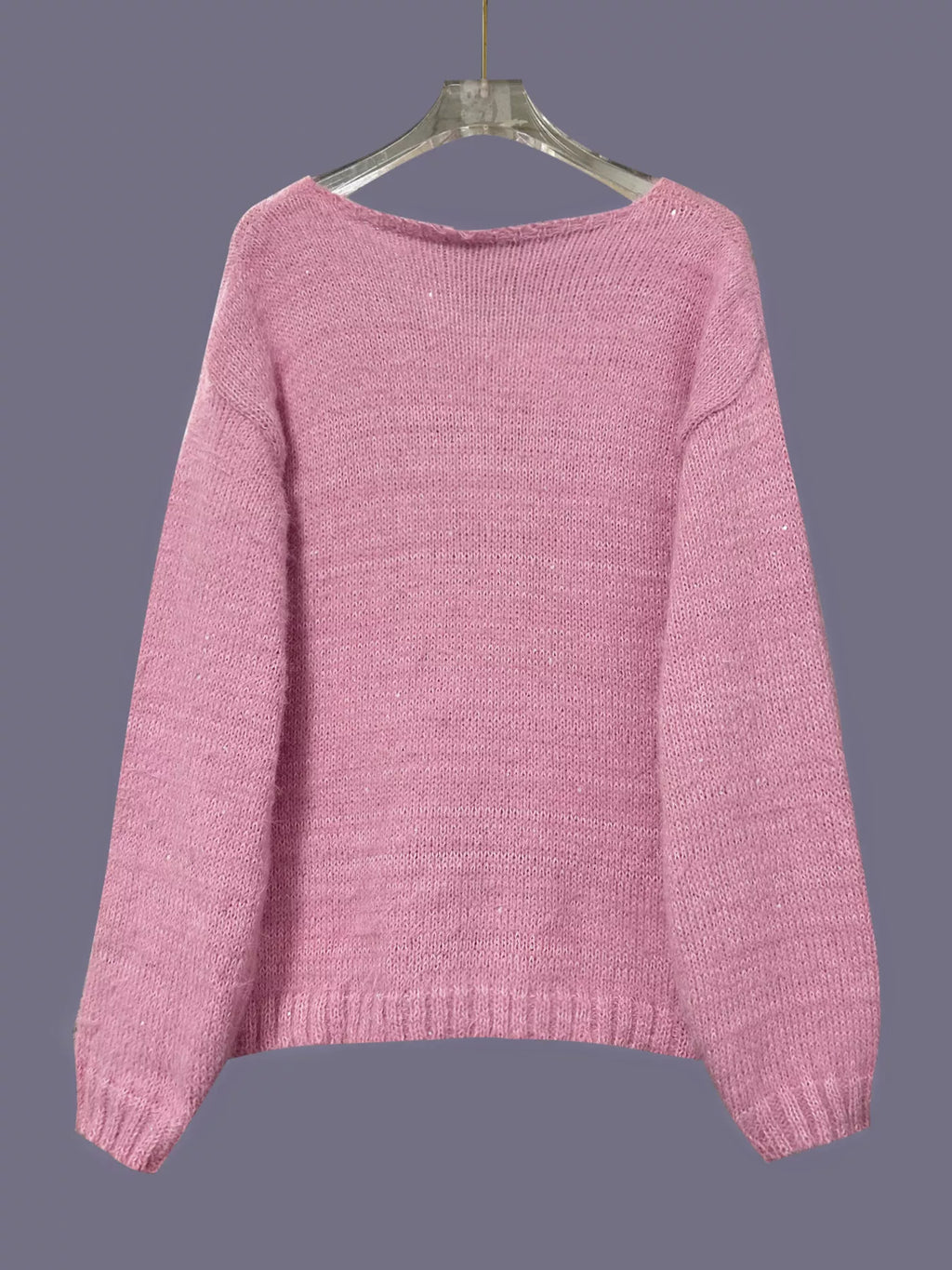 Sqeuin Fuzzy V-Neck Knit Top