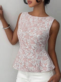 Floral Jacquard Peplum Tank