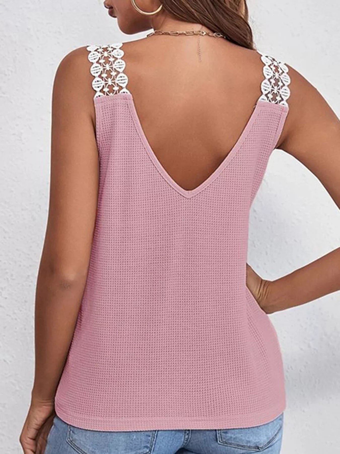Lace Trim V-Neck Tank Top
