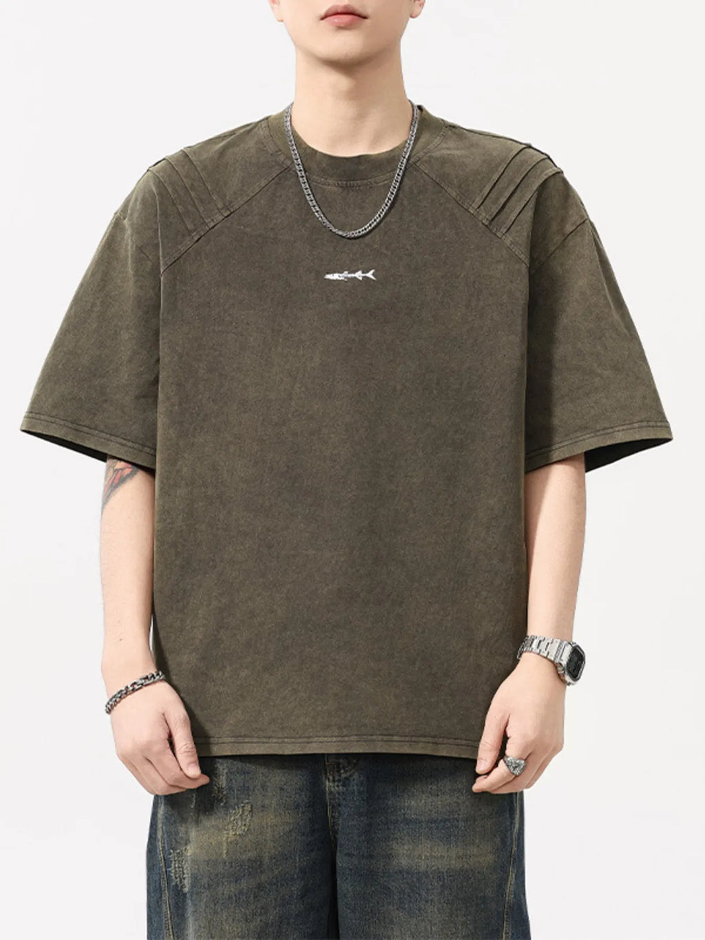 Men's Plus Size Vintage Washed Round Neck Tee