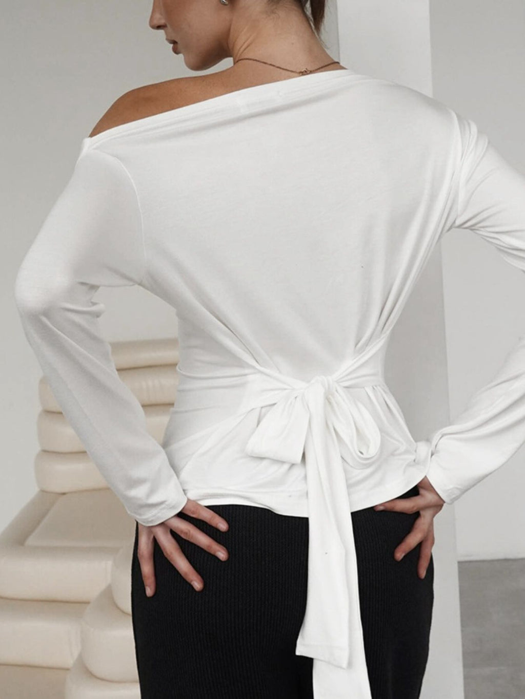 One Shoulder Long Sleeve Top