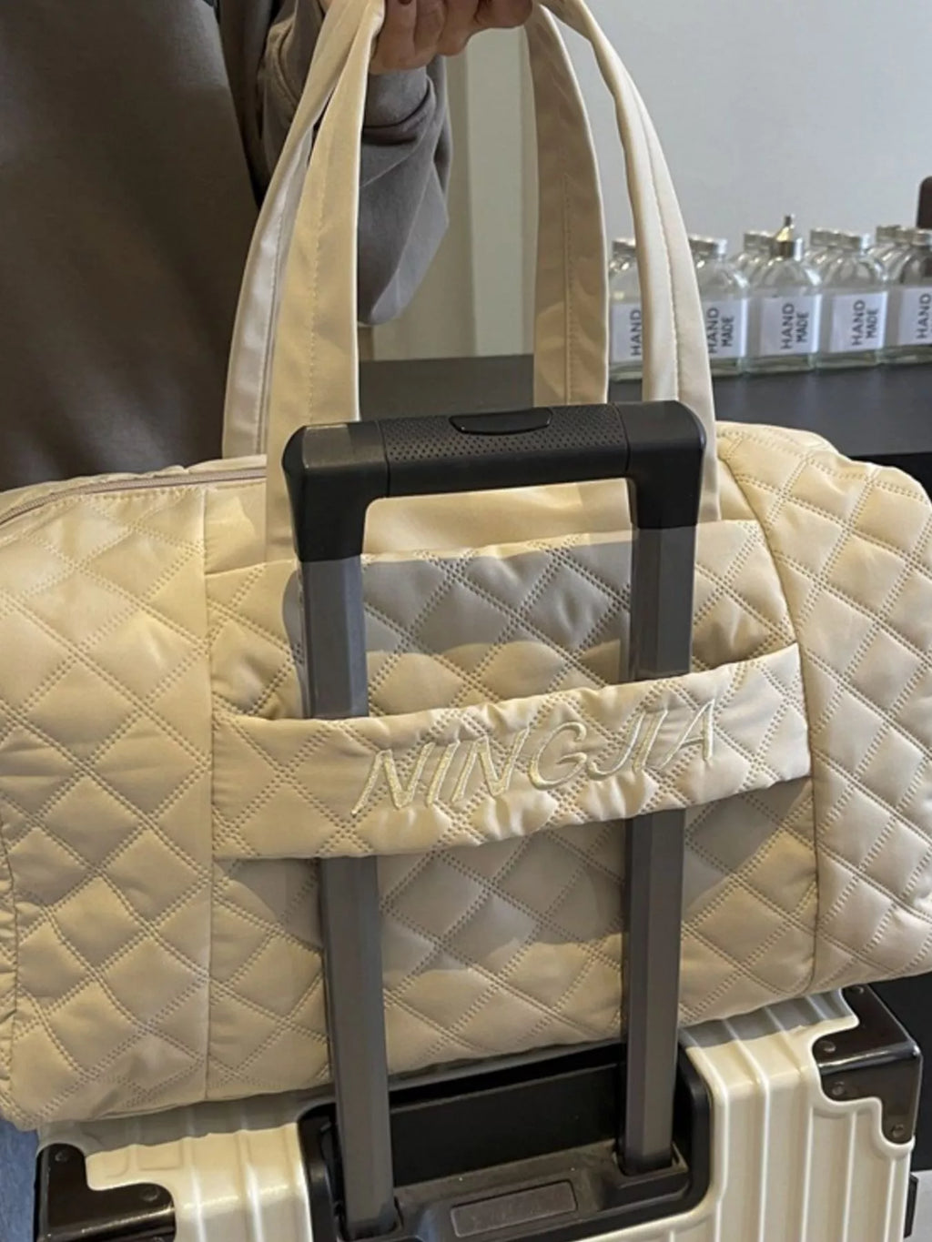 Quilted Duffel Bag with Adjustable Strap
