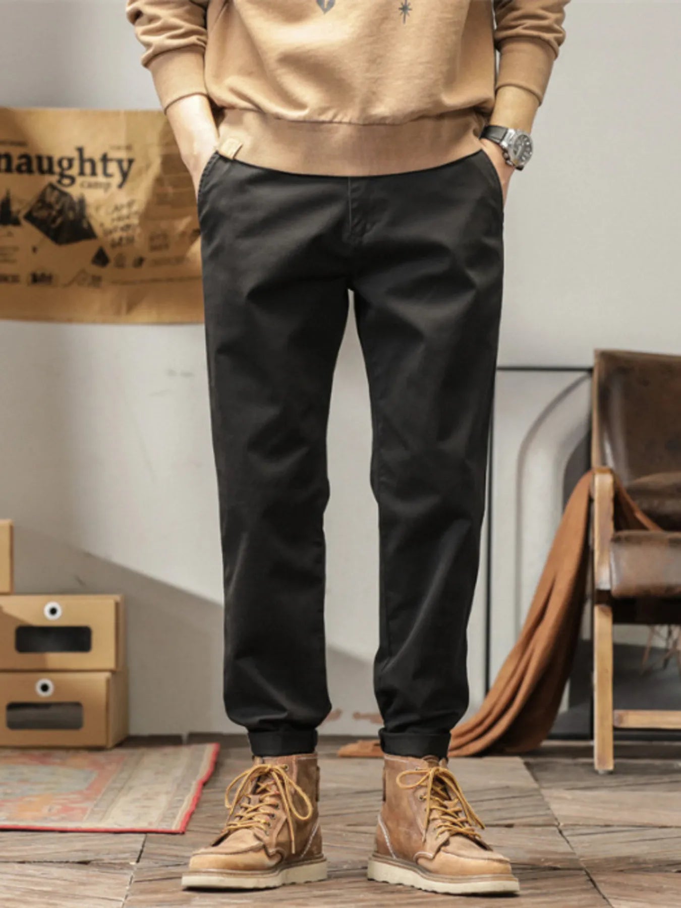 Men's Plus Size Casual Style Slim Fit Ankle Banded Pants