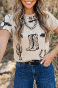 Western Print Short Sleeve T Shirt