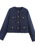 Tweed Button Up Cropped Outerwear