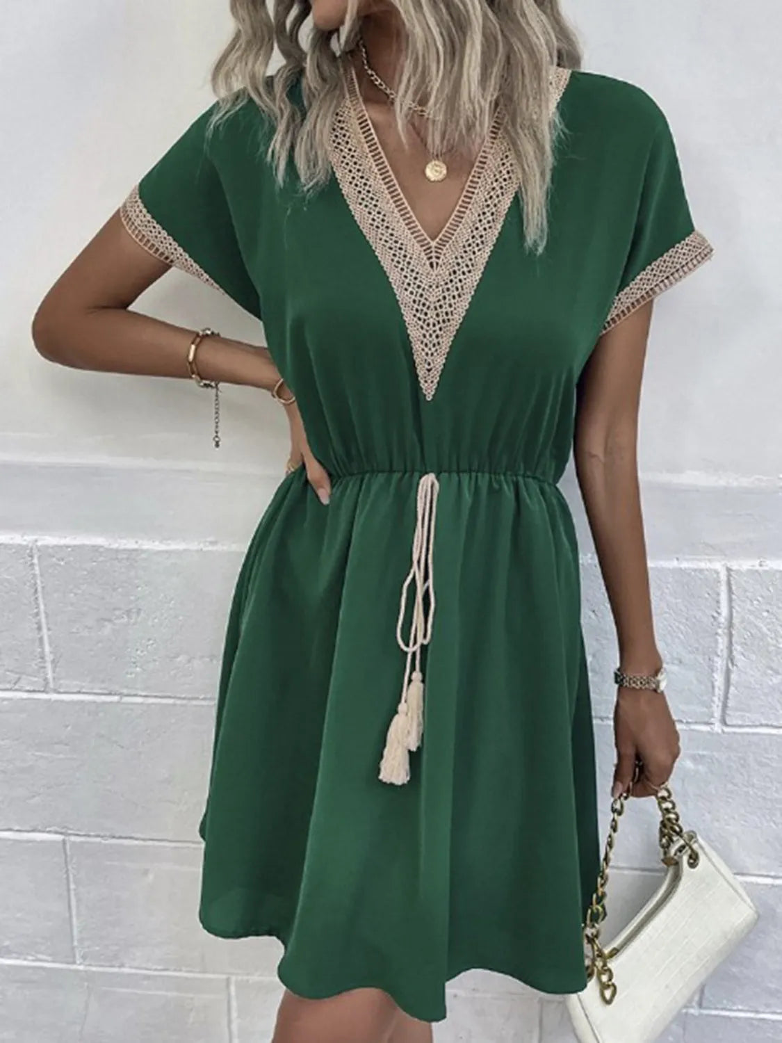 Full Size V-Neck Short Sleeve Dress Plus Size