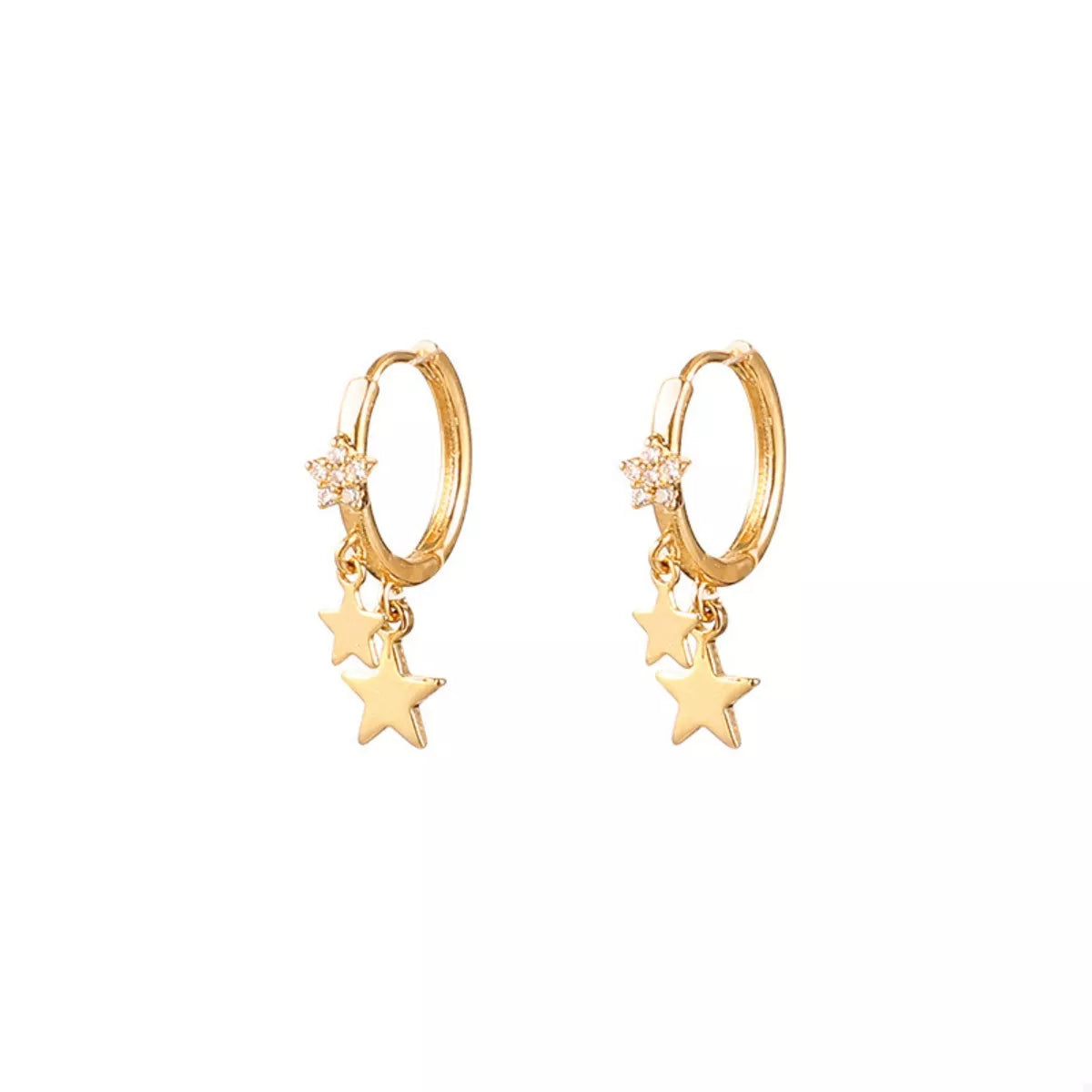 18K Gold-Plated Star Charm Hoop Earrings
