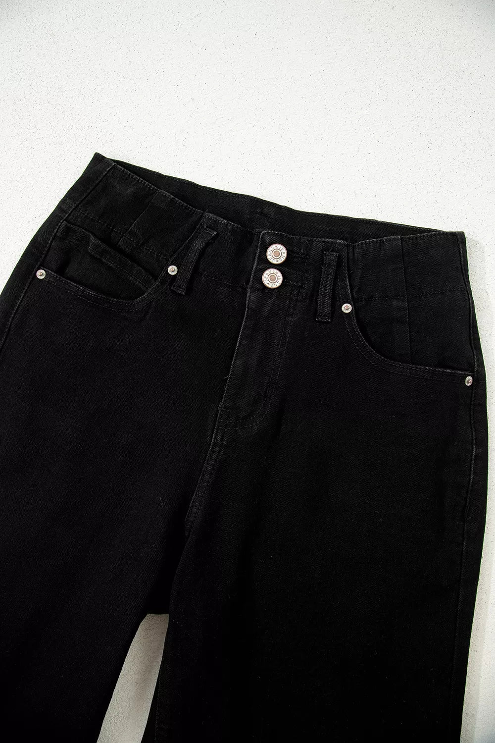 2-Button High Waist Flared Bottom Jeans