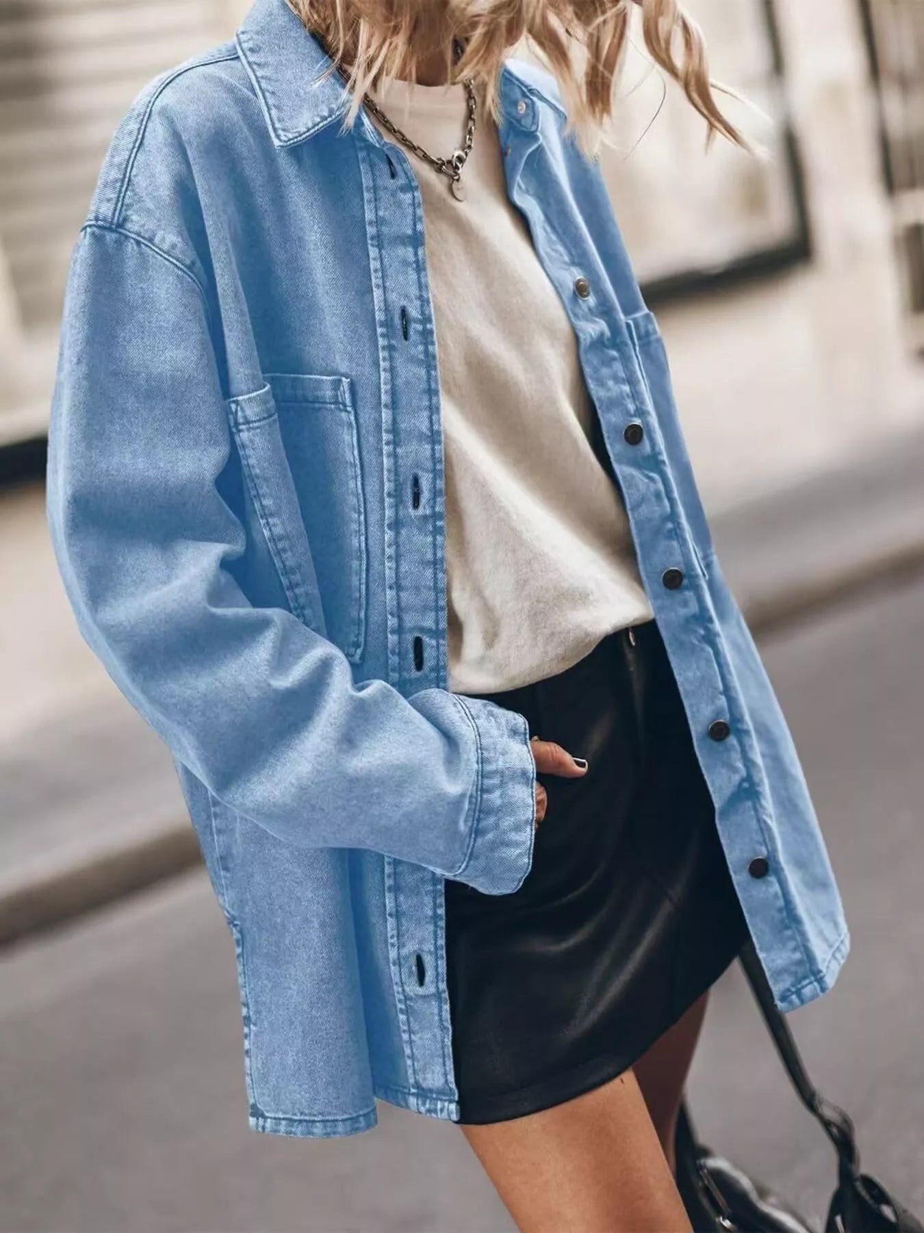 Oversized Button Up Denim Shirt