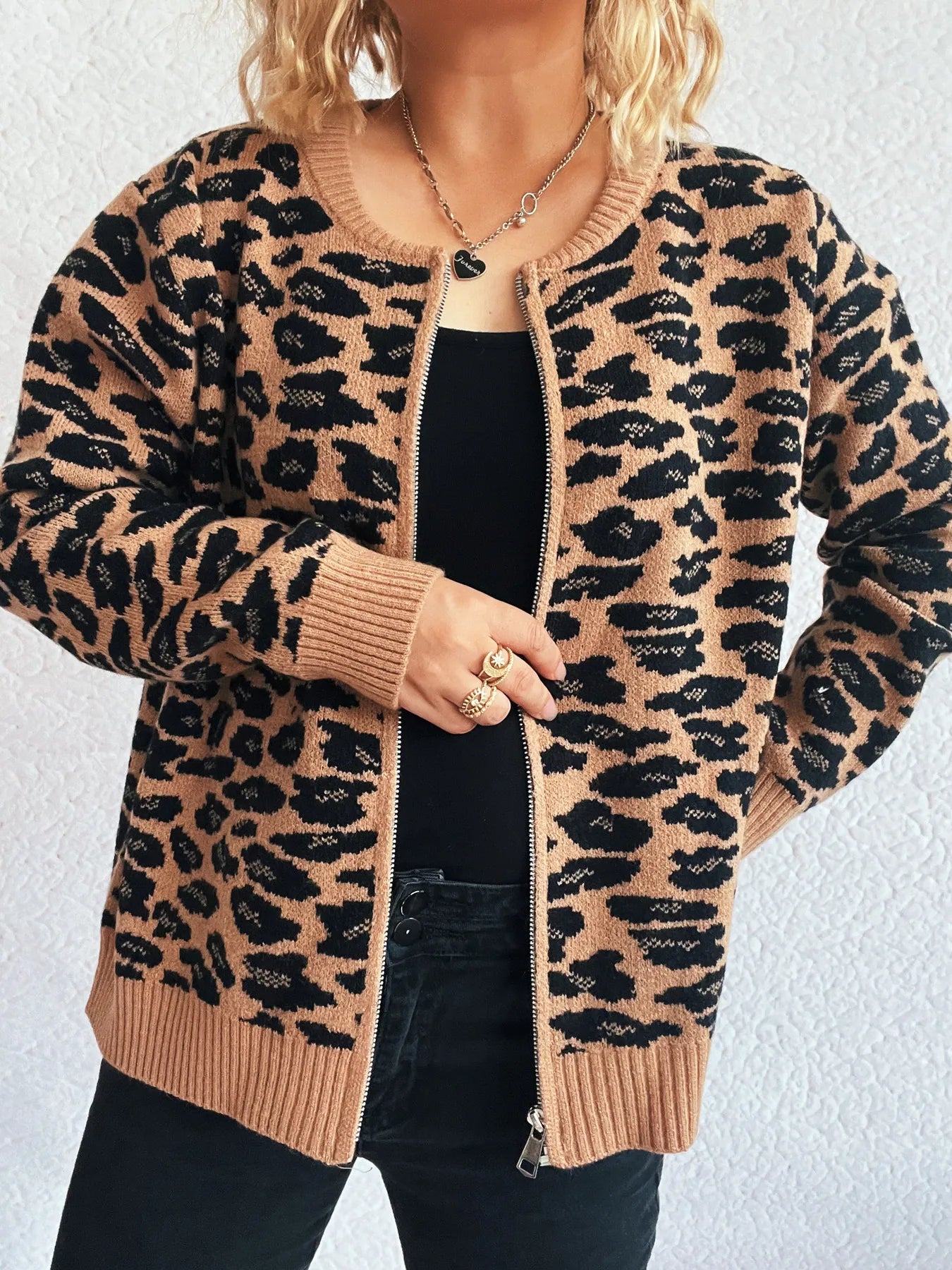 Zip Up Long Sleeve Cardigan