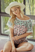 BiBi Leopard Printed Jersey Color Block Roll Up