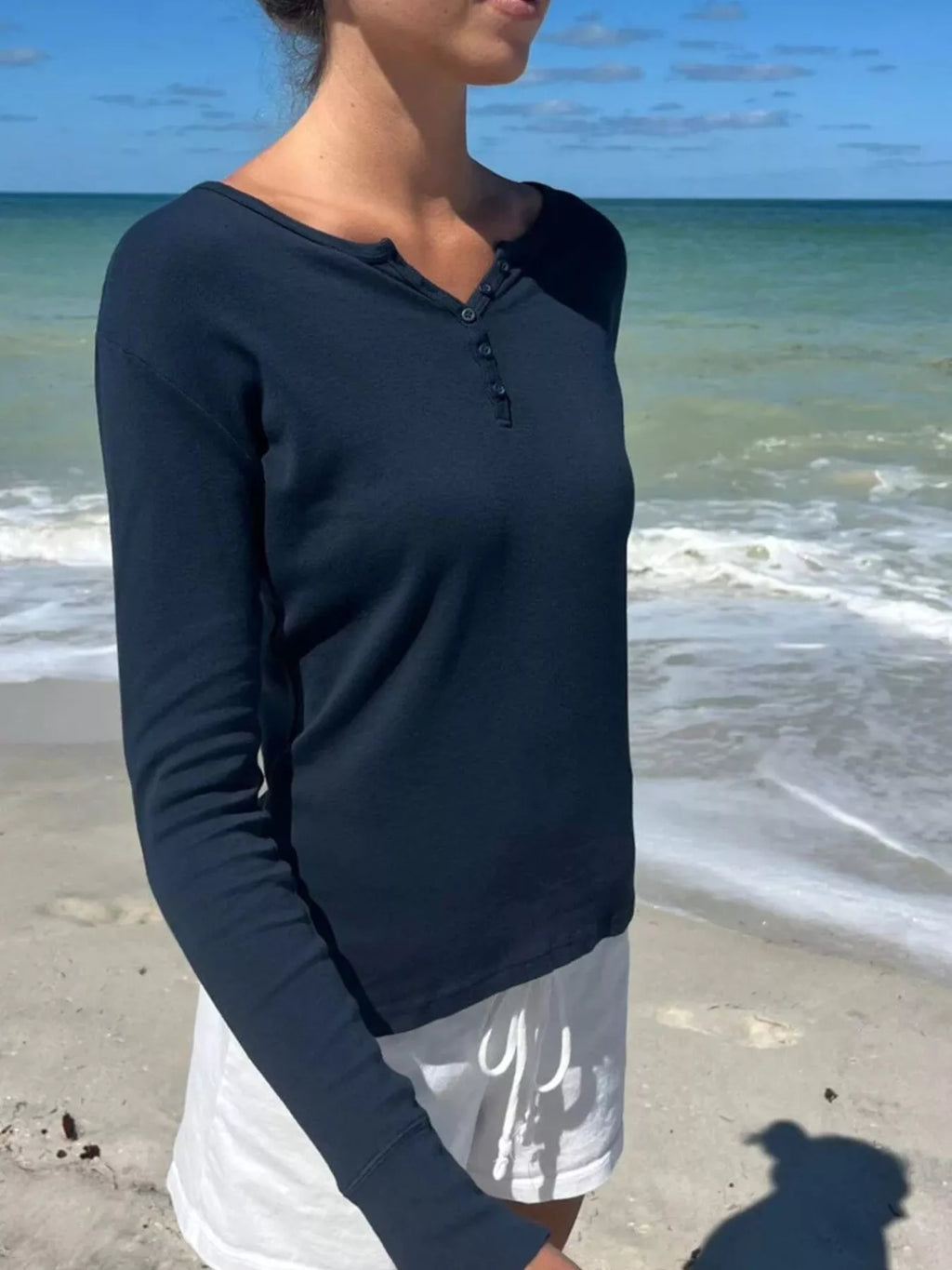 Striped Long Sleeve Henley T-Shirt