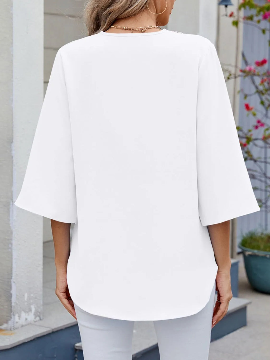 V-Neck 3/4 Sleeve Blouse
