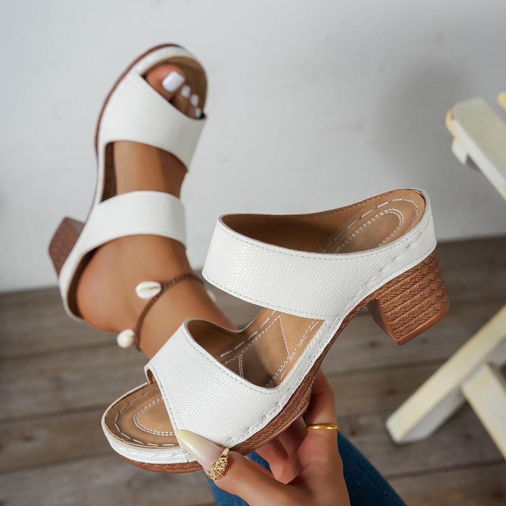 Open Toe Block Heels Sandals
