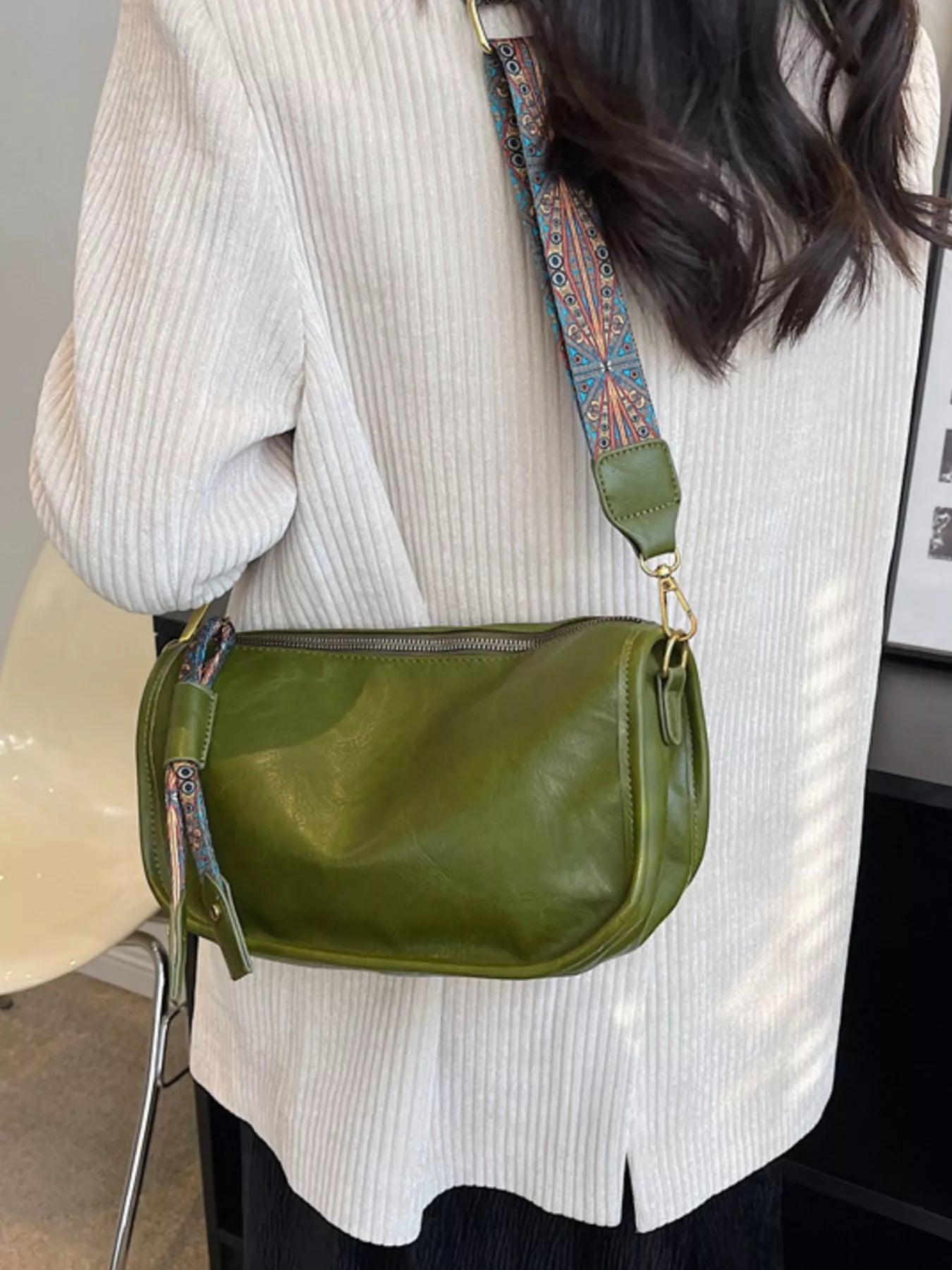 Patterned Strap Crossbody Bag