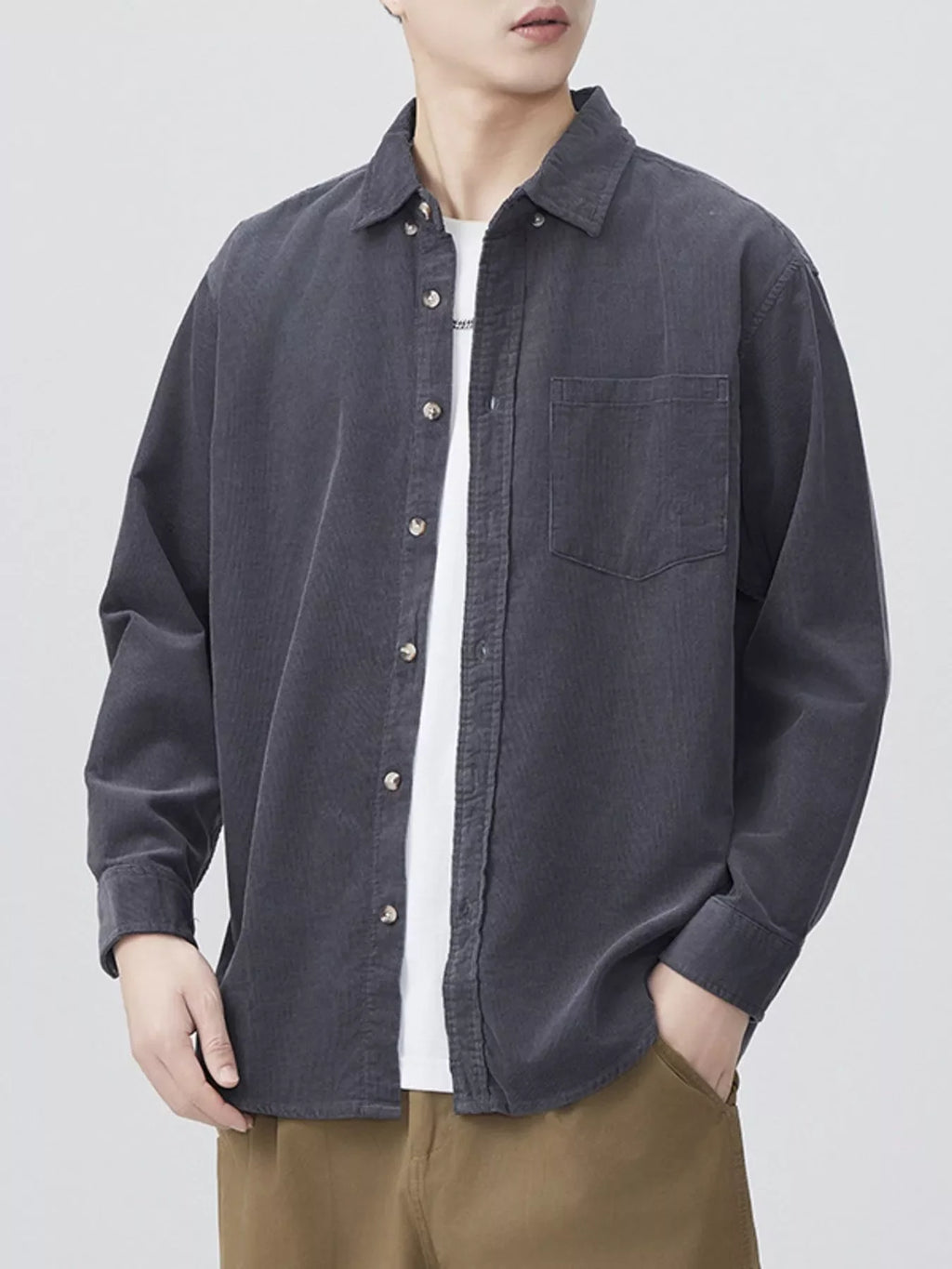 Men's Plus Size Button Up Long Sleeve Shirt