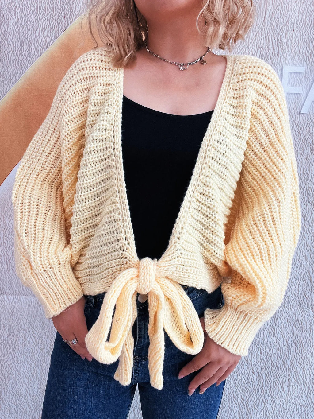 Tie Front Long Sleeve Cardigan