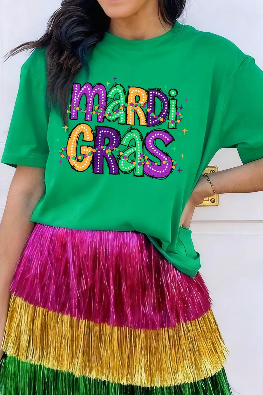 MARDI GRAS Delightful Letter Graphic T Shirt