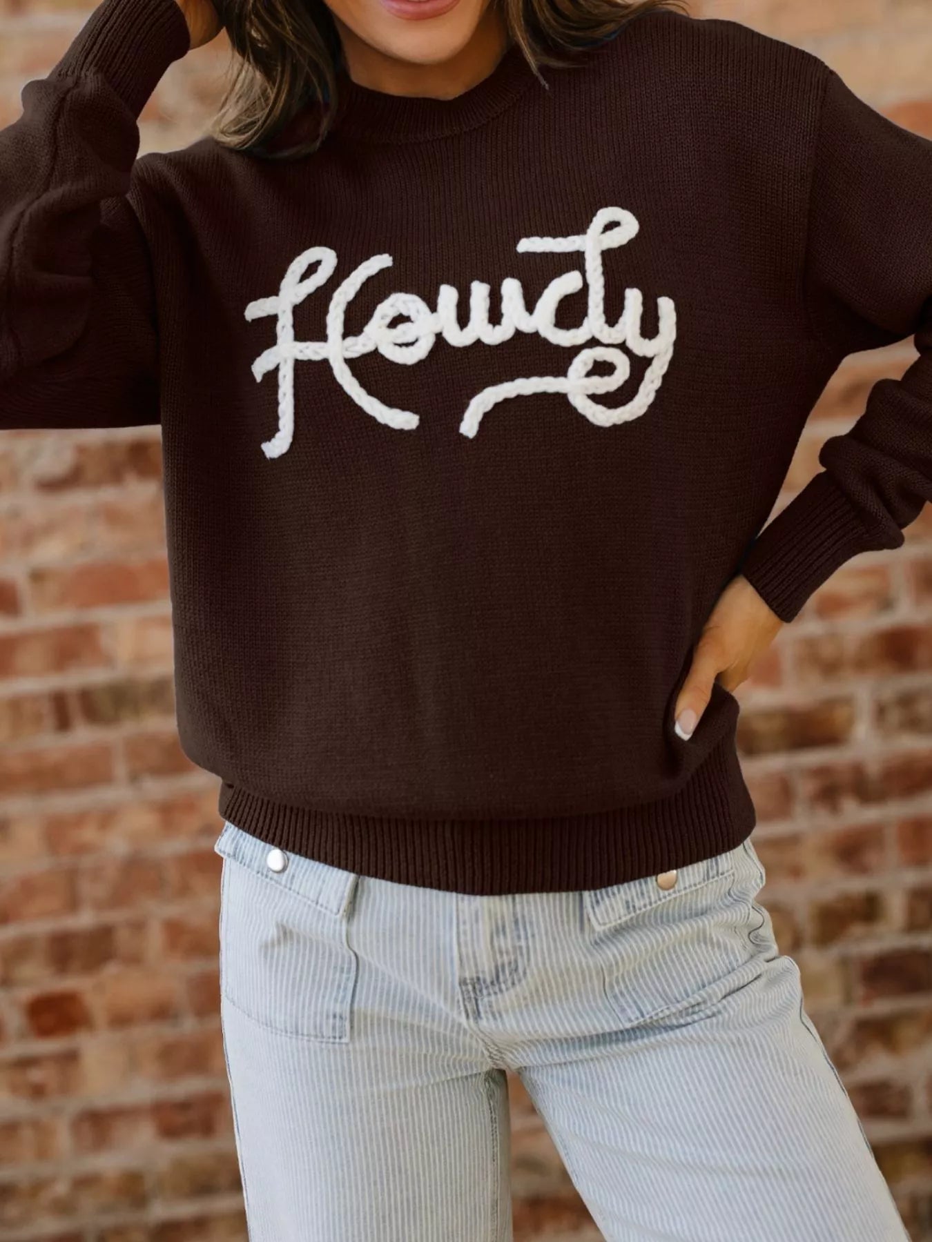 Howdy Embroidered Graphic Western Sweater