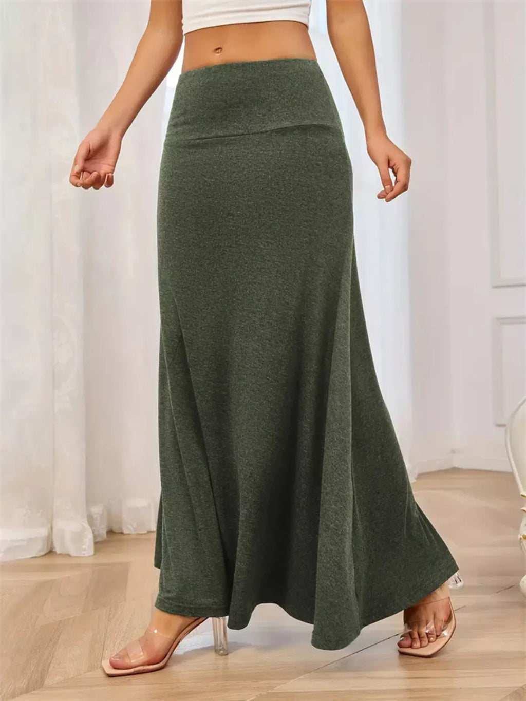 Flowy Maxi Skirt with Wide Waistband