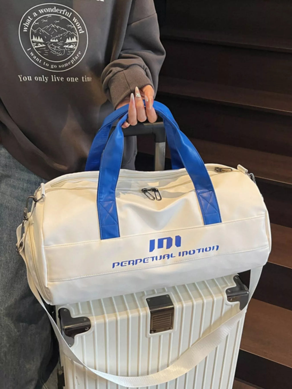 Sporty Duffel Bag with Shoulder Strap