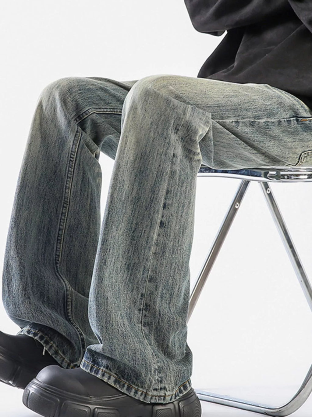 Men's Plus Size Vintage Wash Wide Leg Jeans