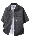 Men's Plus Size Button Up Short Sleeve Shirt