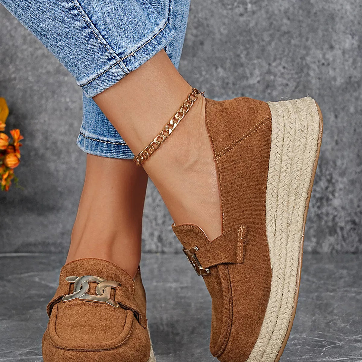 Round Toe Platform Slip-Ons