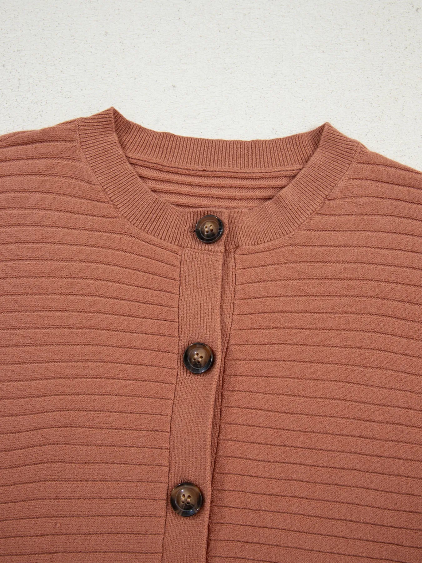 Rib Knit Button Front Dolman Sleeve Sweater Cardigan