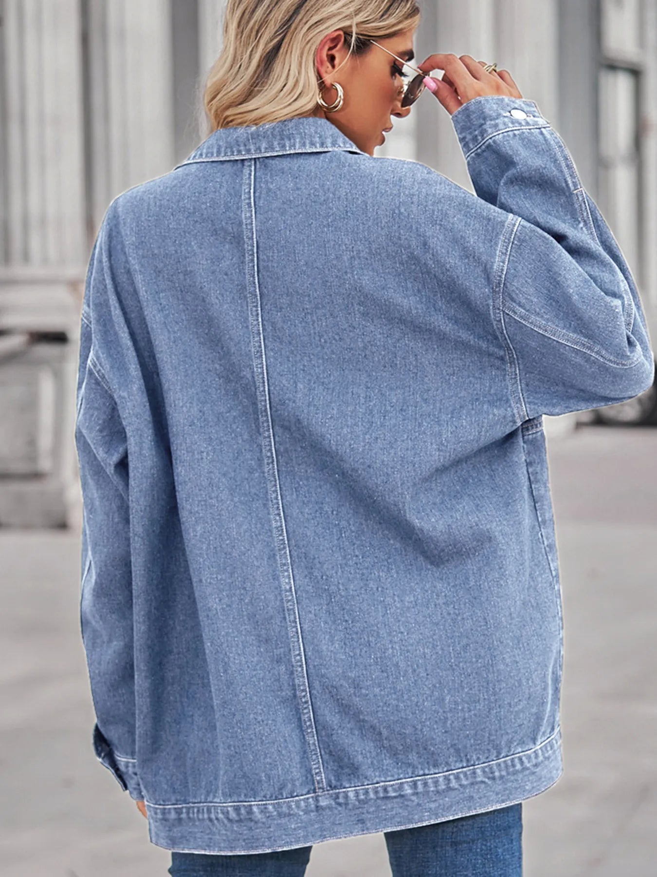 Button Up Long Sleeve Denim Jacket