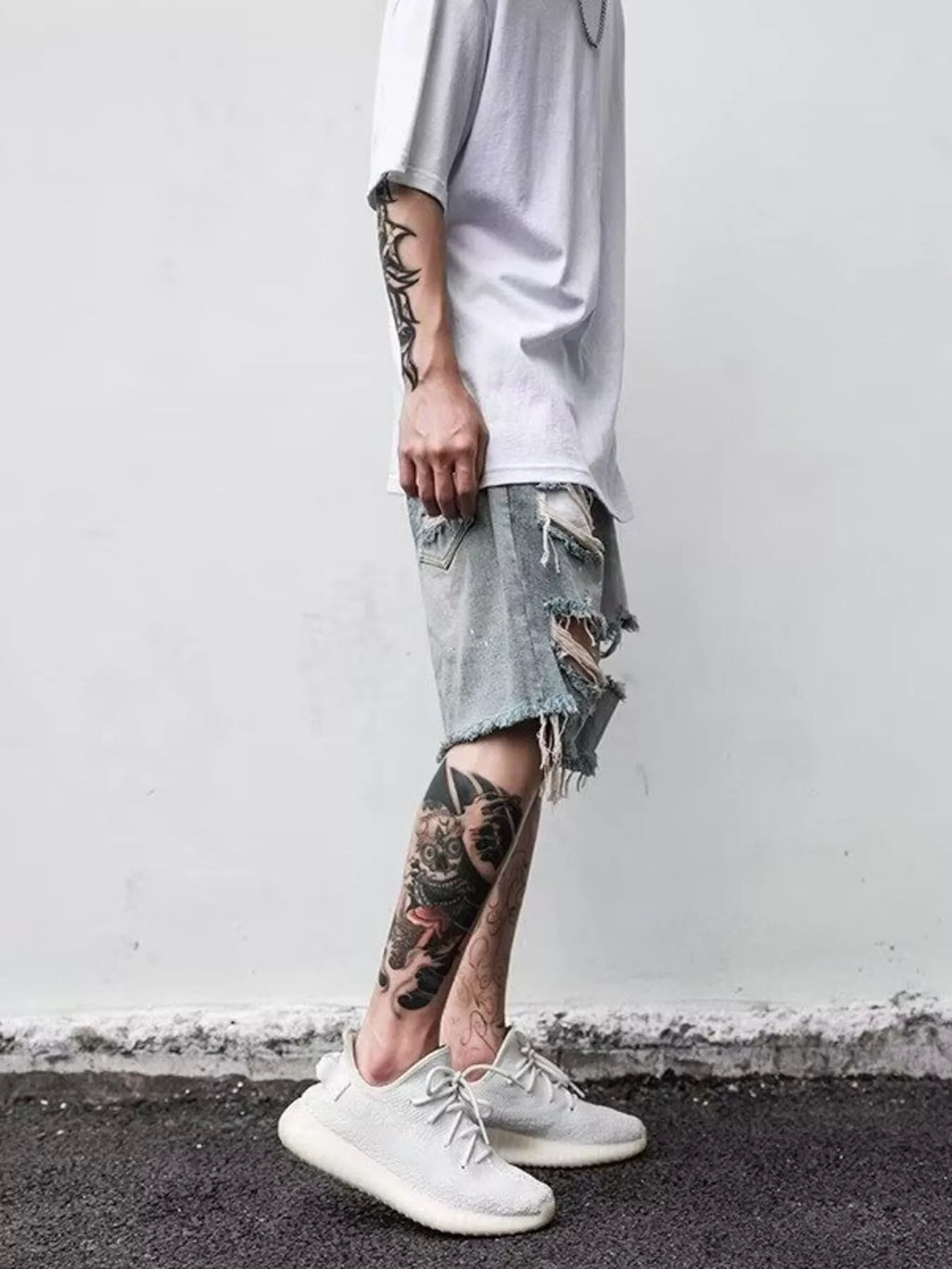 Men's Full Size Distressed Denim Shorts Plus Size