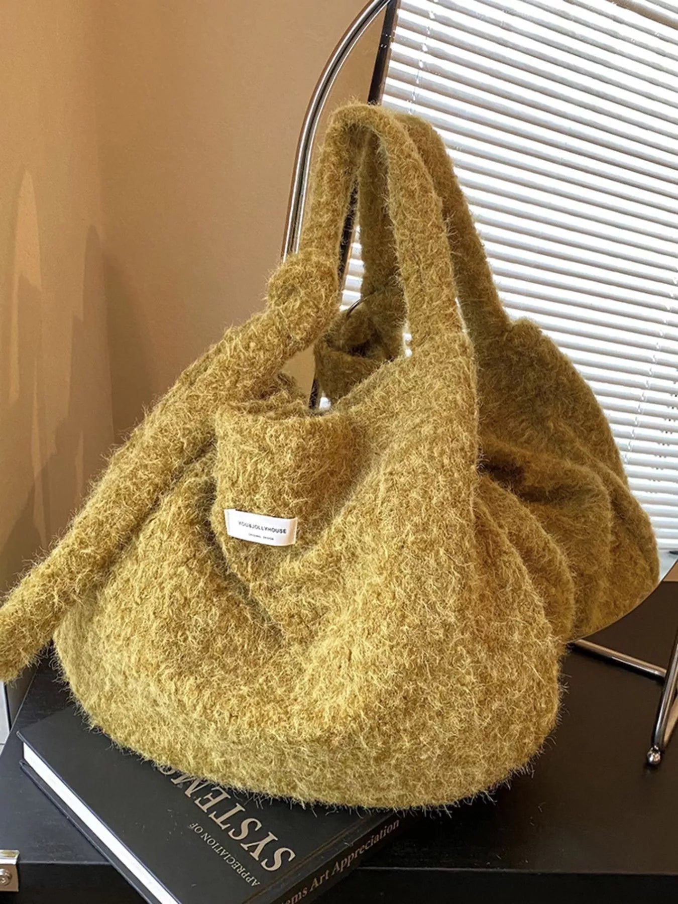 Fuzzy Solid Color Crossbody Bag