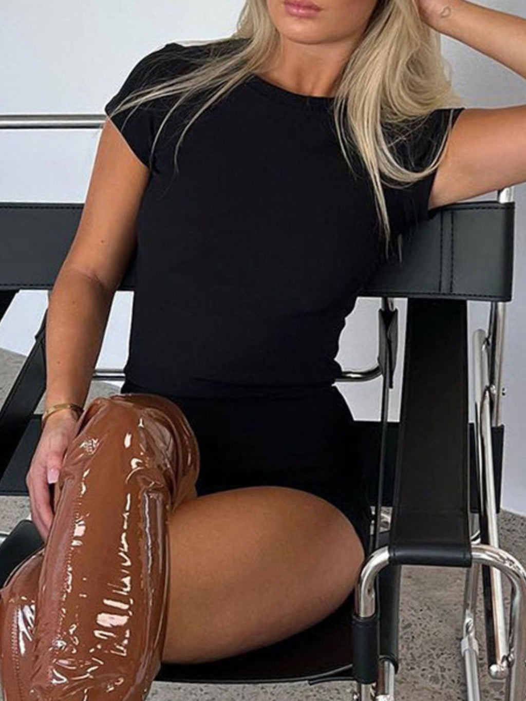 Round Neck Short Sleeve Tee and Shorts Set