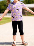 Children's Bear Print Top & Capri Leggings Set